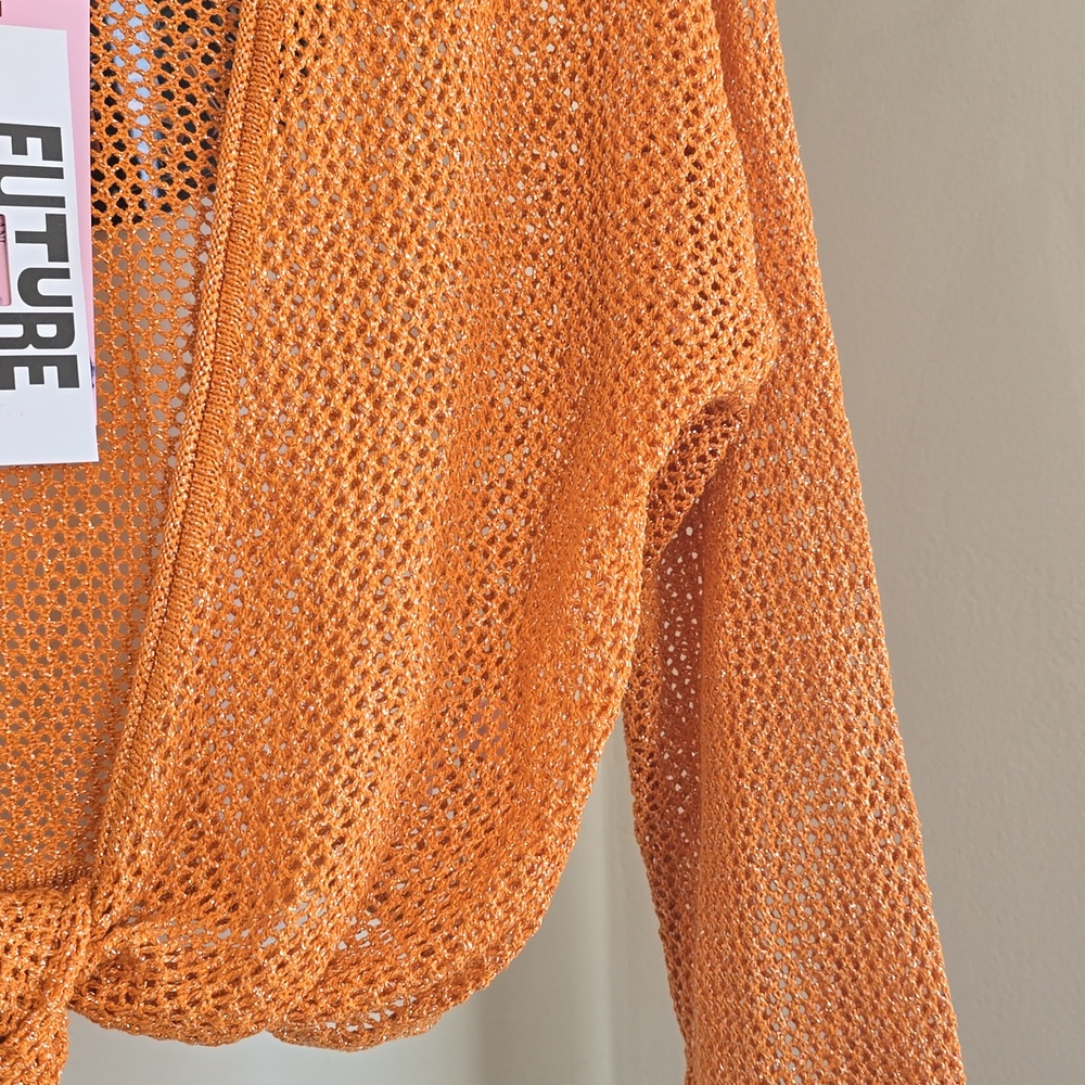 NWT FUTURE COLLECTIVE Orange Open-Knit Women's Cardigan - Picture 11 of 12